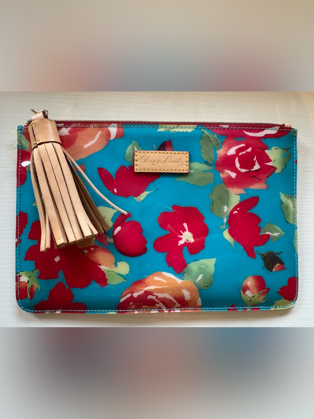 Dooney & Bourke Carrington Cabbage Rose Floral Tassel Clutch